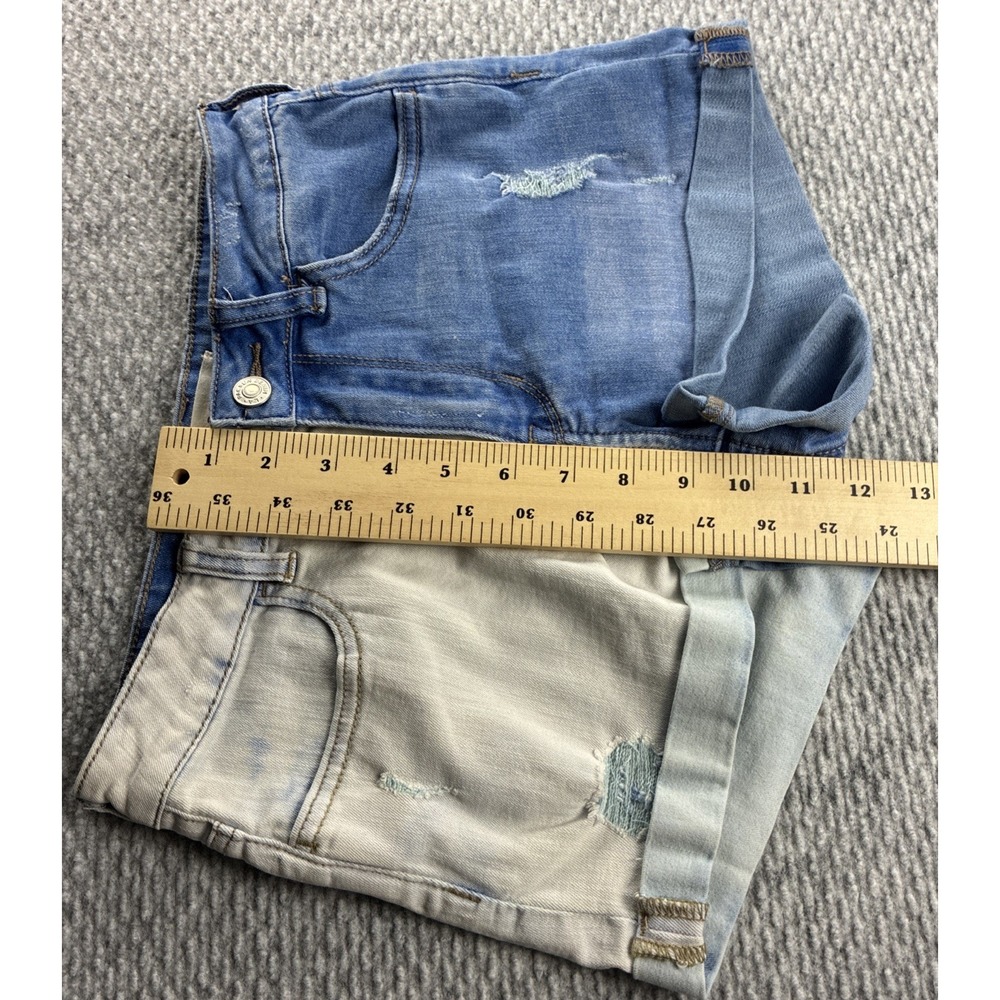 PacSun Shortie Shorts Two-Tone Bleached Distressed Super Stretch High Rise Sz 25 - Picture 5 of 7
